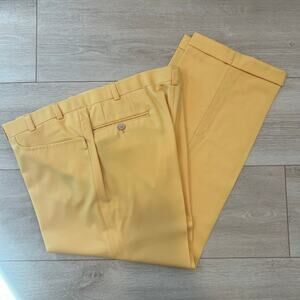 Holland & Sherry Yellow Flat Front Dress Pants Bespoke Size 35” JP